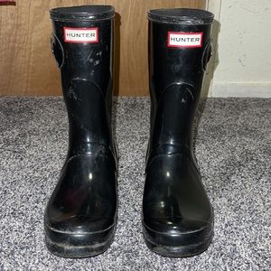 Hunter mid calf black rain boot